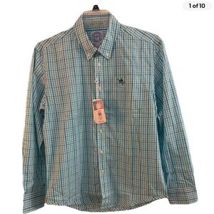 Guy Harvey Shirt Men's Small Blue Plaid Classic Collection Button Up Casual